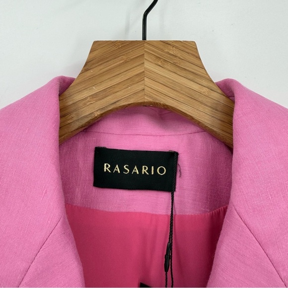 Rasario Cropped Crystal-Embellished Linen-Blend Pink Jacket EU 36 or US 4 - Picture 6 of 13